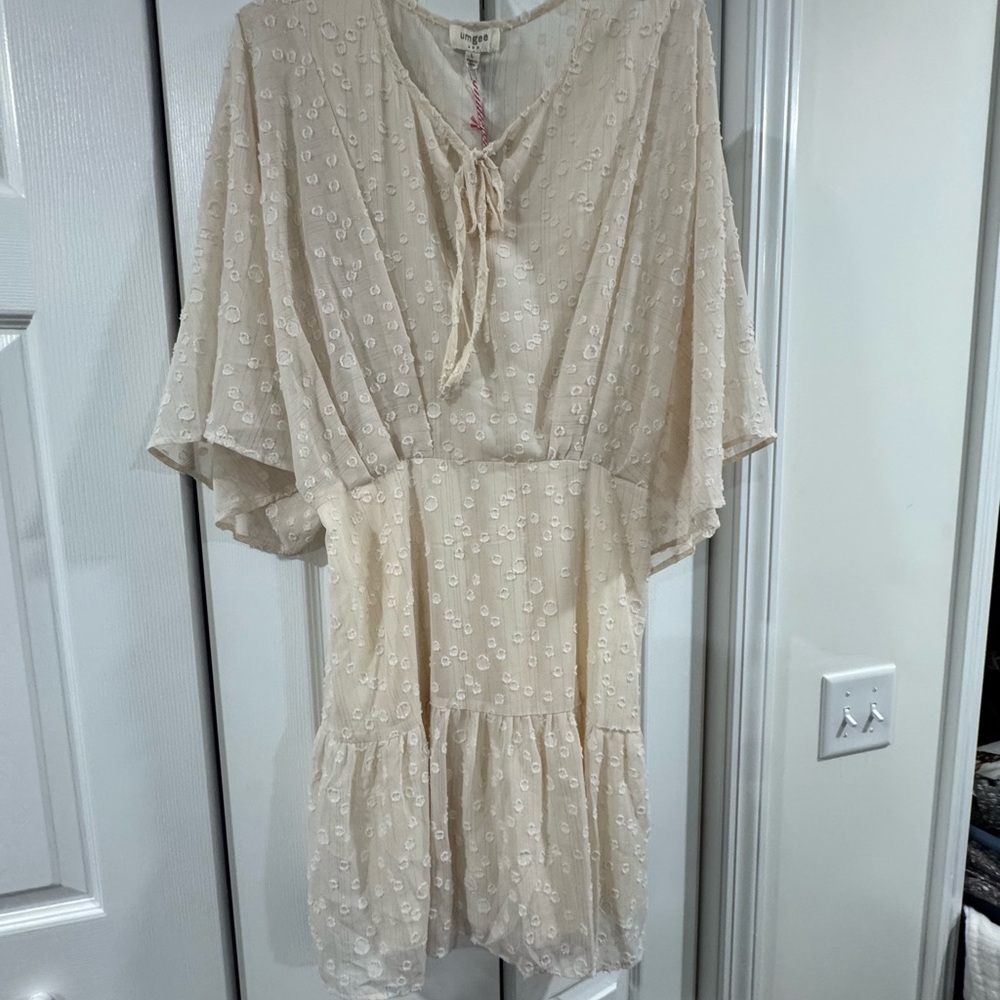🩵2 for $20 SALE🩵 Umgee Ivory Textured Dress with Front Tie